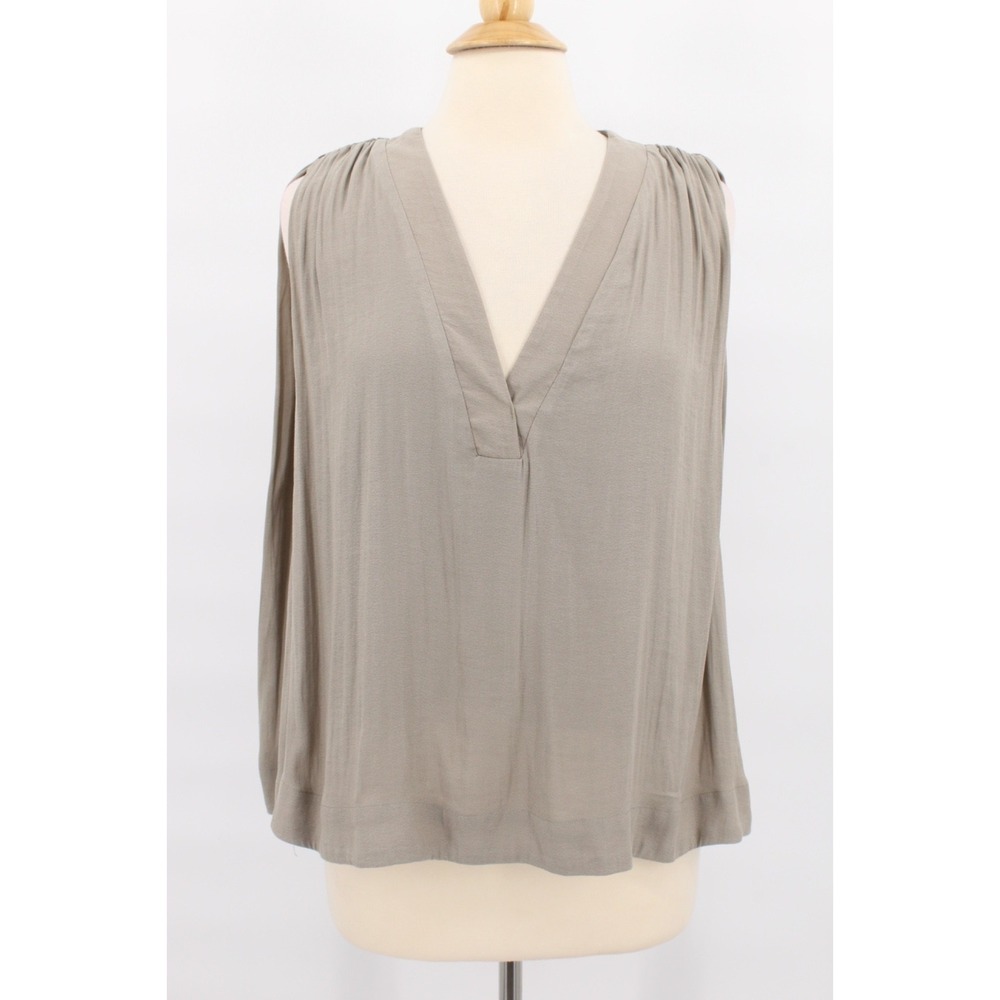 Free People Darcy Top Size M TAUPE Super V‎ Neck Draped Sleeveless